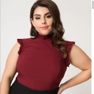 Black Stretch Ruffle Astor Top